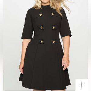 Eloquii Mock Neck Military Dress with Sleeves